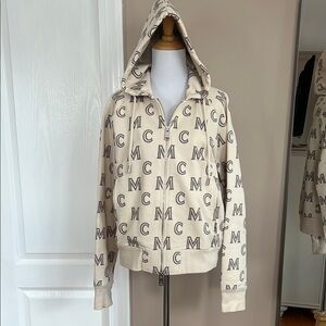 Beige Hoodie with MCM Print